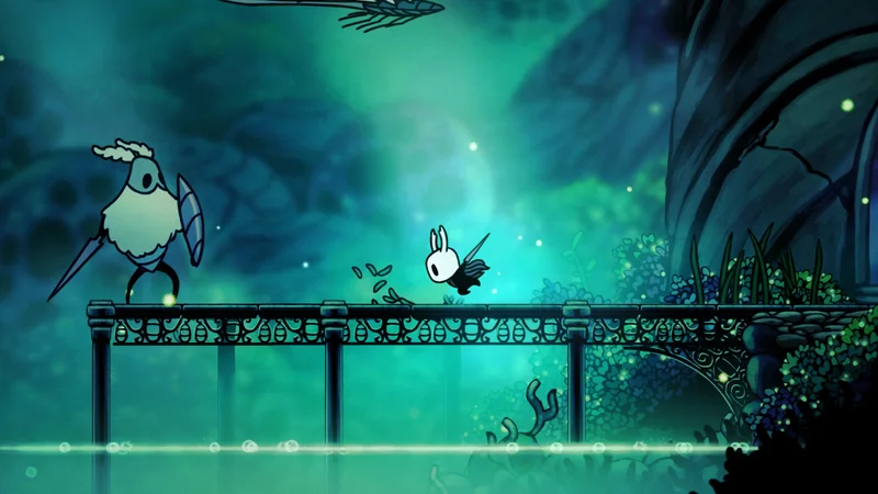 The misty shores of the Lake of Unn in Greenpath — official press kit (Team Cherry)